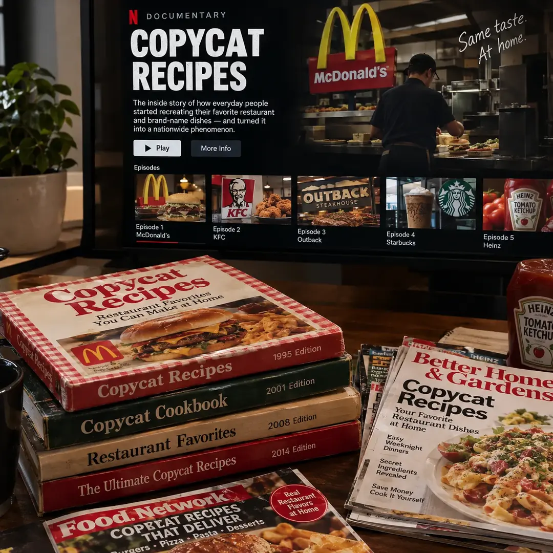 Livros, revistas e documentário sobre Copycat Recipes nos Estados Unidos